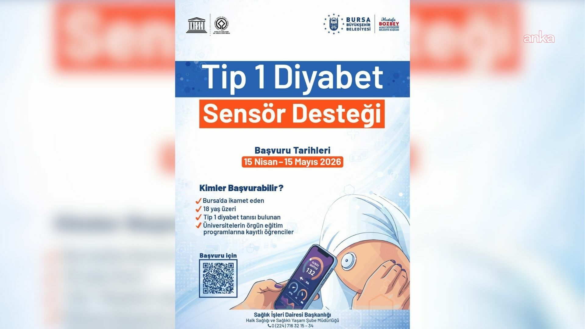 Bursa Büyükşehir Belediyesi’nden diyabetli öğrencilere sensör desteği