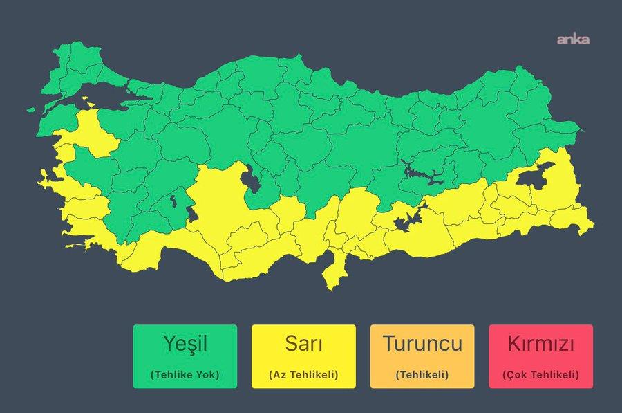 İçişleri Bakanlığı'ndan bazı iller için "sarı" kodlu meteorolojik uyarı