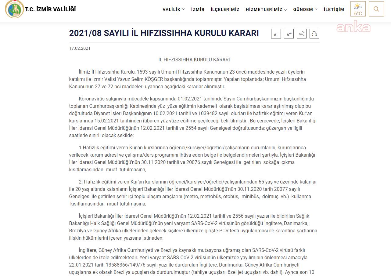 İZMİR'DE HAFIZLARA SERBESTİ