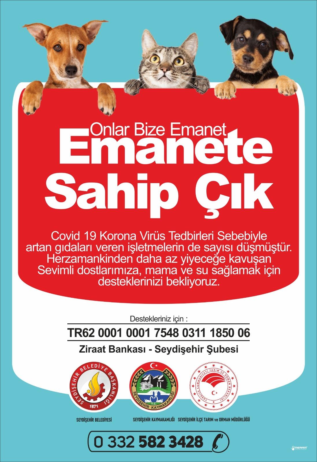 SOKAK HAYVANLARININ AÇ KALMAMASI İÇİN SEYDİŞEHİR BELEDİYESİ'NDEN ÇAĞRI