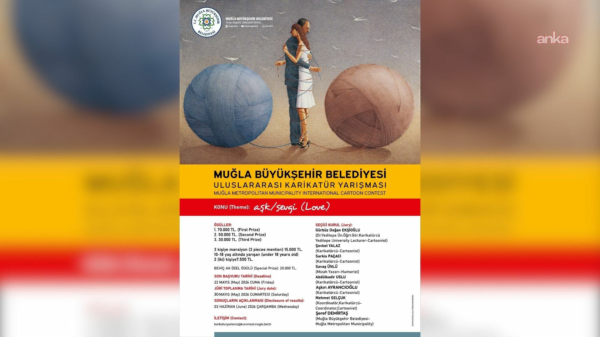 Muğla'da düzenlenecek 6. Uluslararası Karikatür Yarışması'na başvurular başladı