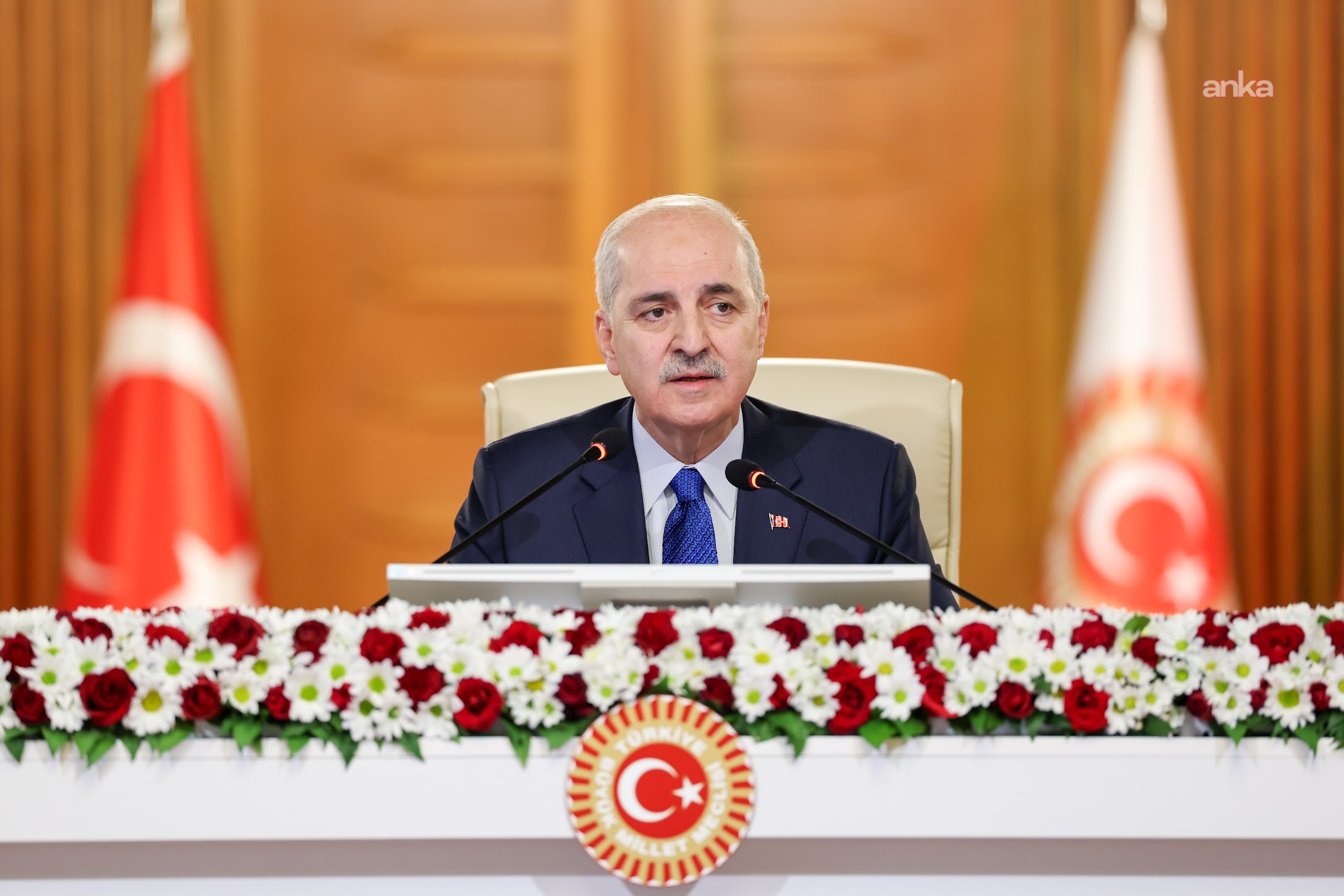 TBMM Başkanı Kurtulmuş gazetecilerin sorularını yanıtladı: "Ara seçim yapılabilmesi için Meclis Genel Kurulu'nun kararına ihtiyaç var, Anayasa ve Meclis İçtüzüğü Meclis Başkanı'na bir inisiyatif bırakmamıştır"