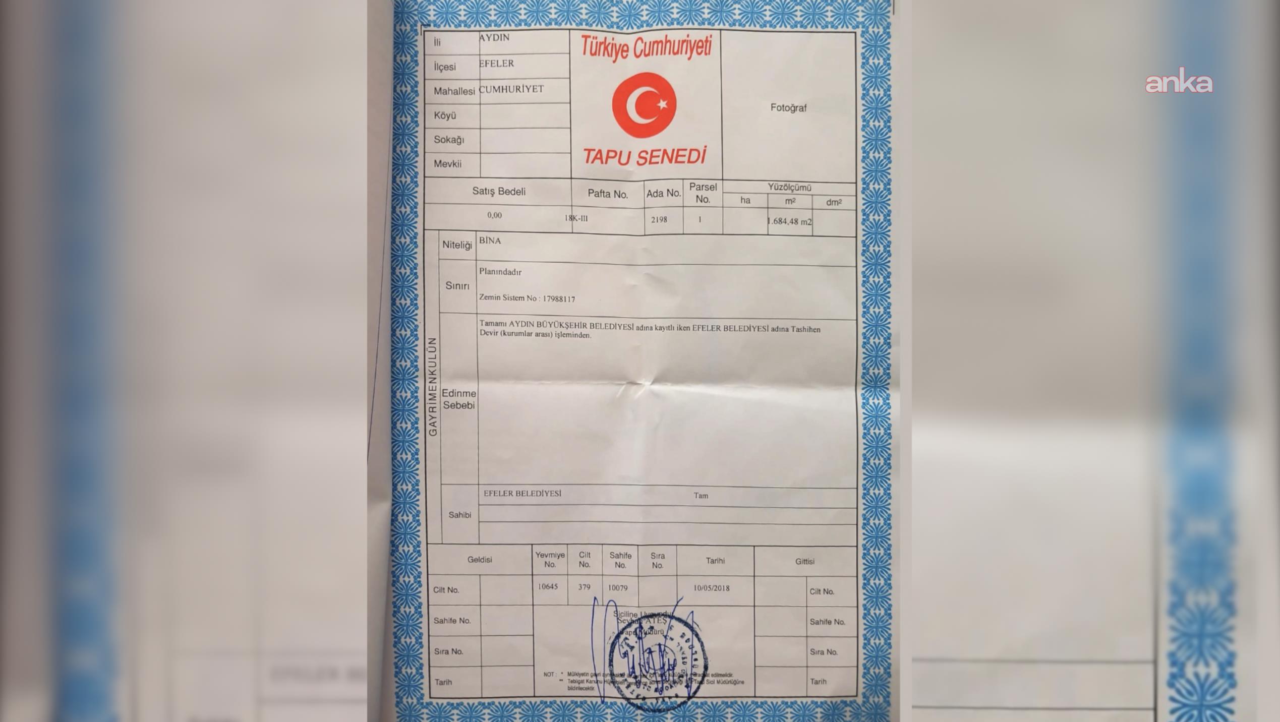 Aydın’da Efeler Belediyesi mülkiyetindeki tarihi binanın tapusu vakfa devredildi