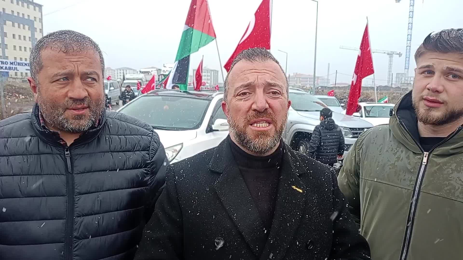 ABD ve İsrail Kars’ta araç konvoyuyla protesto edildi