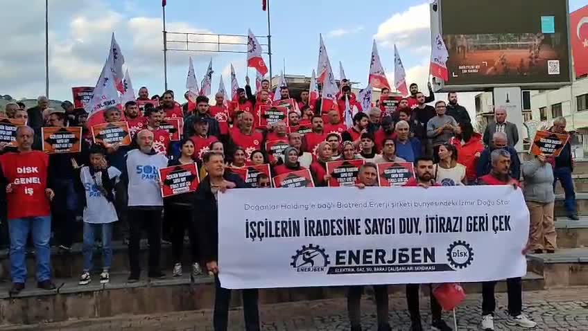 Bergama’da Biotrend Enerji işçileri toplu iş sözleşmesi için eylem yaptı