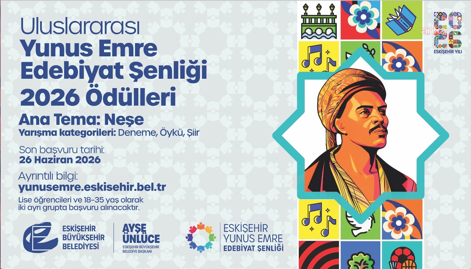 Eskişehir’de edebiyatın kalbi “Neşe” ile atacak: Uluslararası Yunus Emre Edebiyat Şenliği 2026 ödülleri için geri sayım başladı