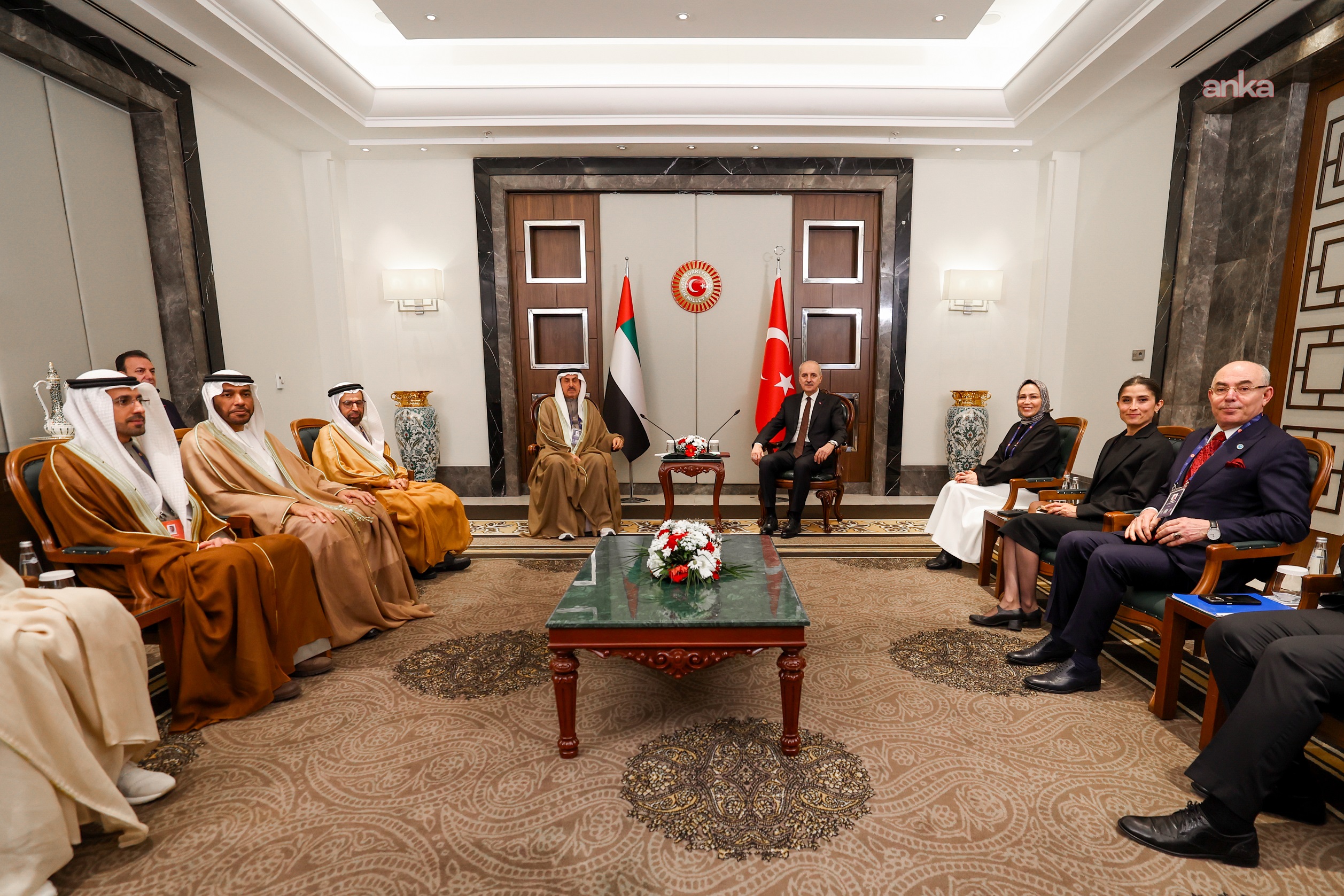 TBMM Başkanı Kurtulmuş, Bahreyn ve Mısır Temsilciler Meclisi Başkanları ve BAE Federal Ulusal Konseyi Başkanı ile bir araya geldi