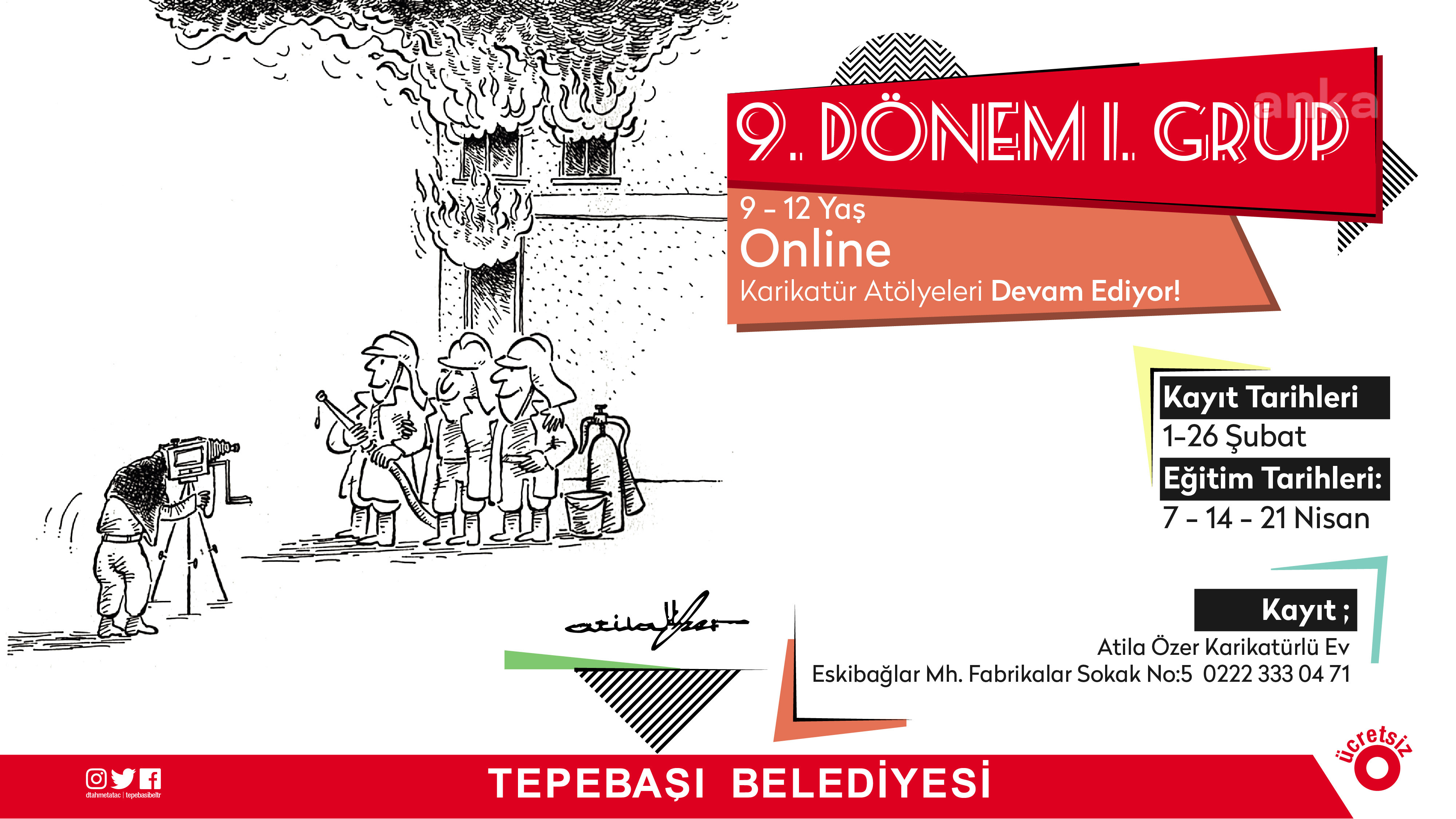 TEPEBAŞI BELEDİYESİ'NİN ONLINE KARİKATÜR ATÖLYELERİ İÇİN KAYITLAR SÜRÜYOR
