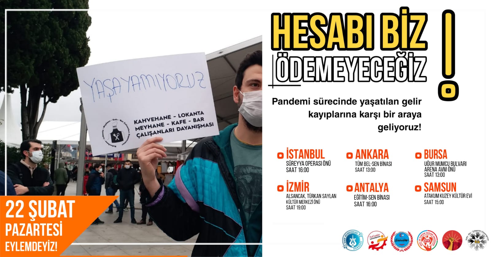 KAFE-BAR ÇALIŞANLARI "HESABI BİZ ÖDEMEYECEĞİZ" DEMEK İÇİN 6 İLDE EYLEM YAPACAK