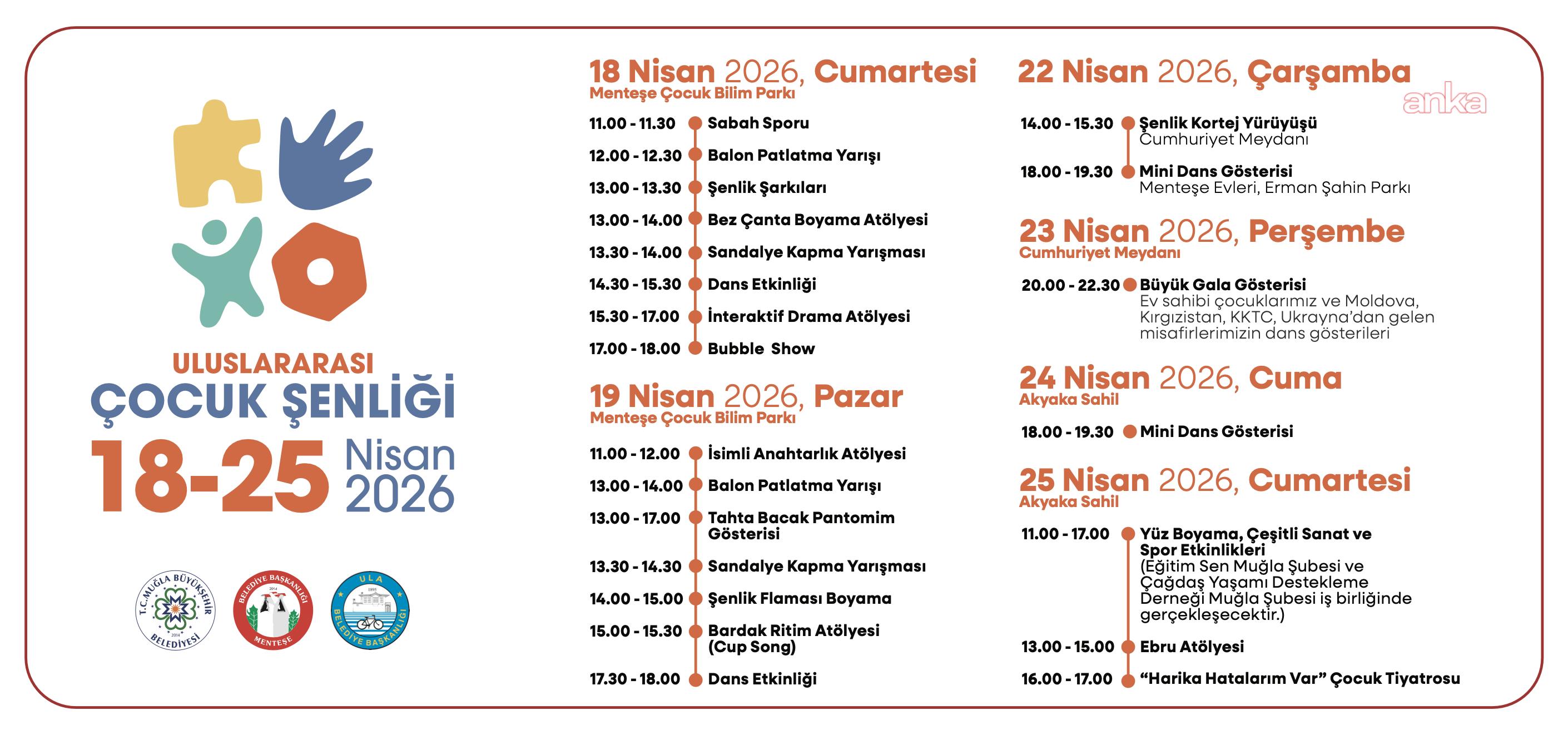 Dünya çocukları, 23 Nisan Ulusal Egemenlik ve Çocuk Bayramı için Menteşe’de