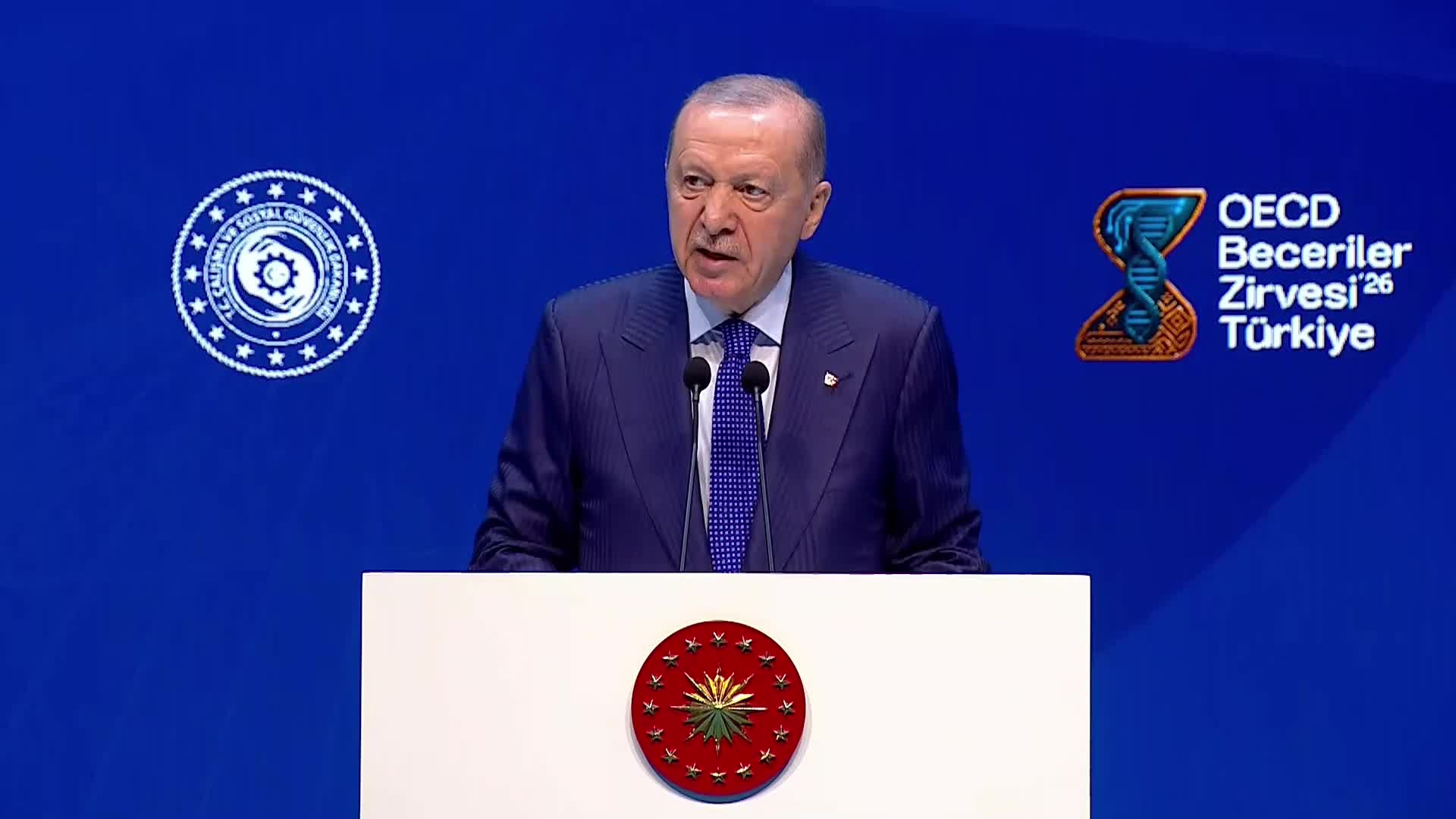 Cumhurbaşkanı Erdoğan OECD Beceriler Zirvesi'nde konuştu: "Hedefimiz gelecek 3 yılda 3 milyon gencimizi istihdama kazandırmak"