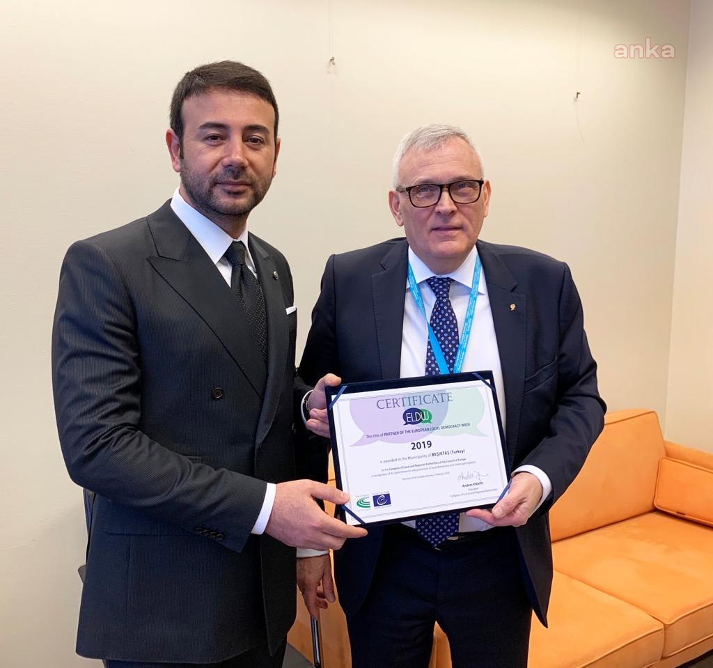 BEŞİKTAŞ BELEDİYESİ’NE AVRUPA KONSEYİ'NDEN YEREL DEMOKRASİ ÖDÜLÜ