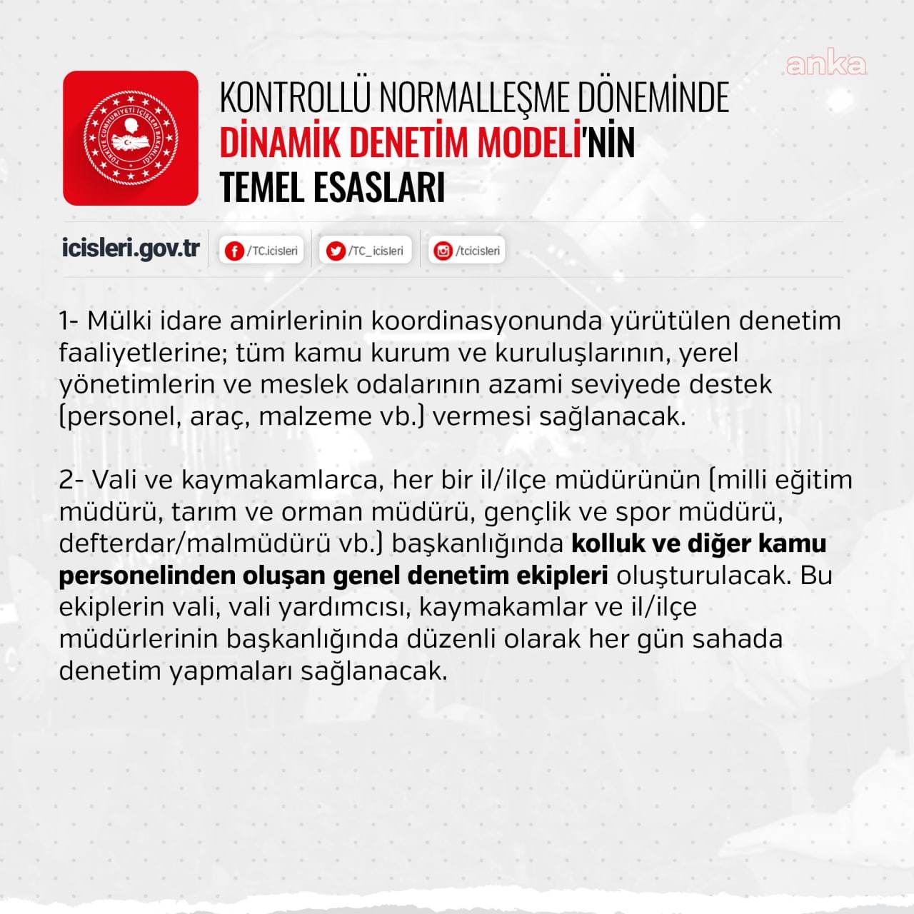 İÇİŞLERİ BAKANLIĞI'NDAN YENİ GENELGE: 260 BİN PERSONELLE DENETİM YAPILACAK