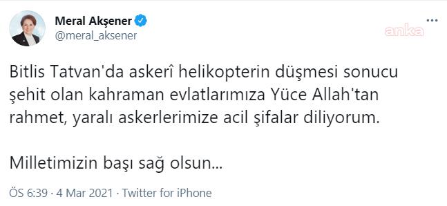 AKŞENER: "MİLLETİMİZİN BAŞI SAĞOLSUN"