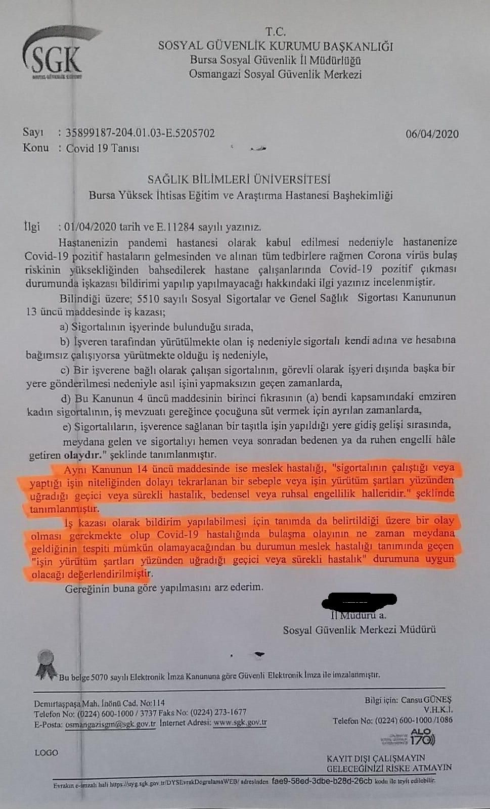 SGK KORONAVİRÜSE MESLEK HASTALIĞI TANIMI YAPTI