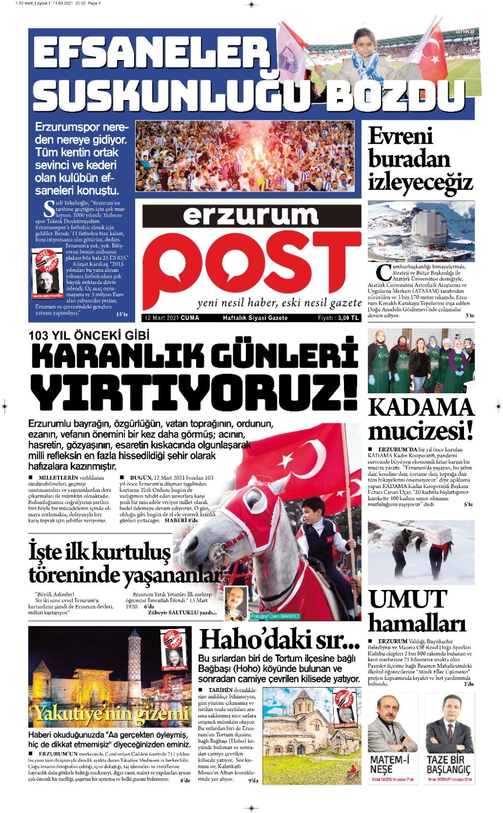 "ERZURUM POST" ADINDA YENİ BİR YEREL GAZETE YAYINA BAŞLADI