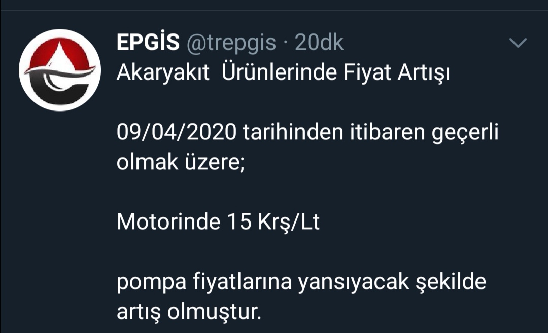 MOTORİNE 15 KURUŞ ZAM