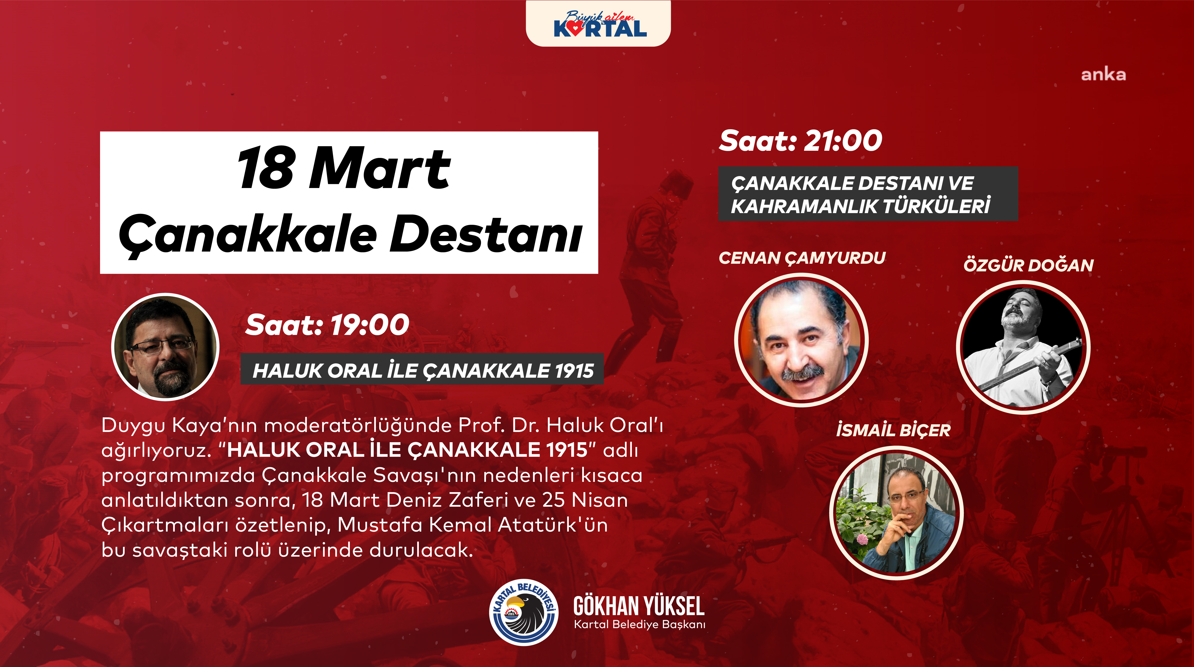 KARTAL BELEDİYESİ'NDEN ÇANAKKALE ZAFERİ'NİN 106. YIL DÖNÜMÜNE ÖZEL ETKİNLİKLER