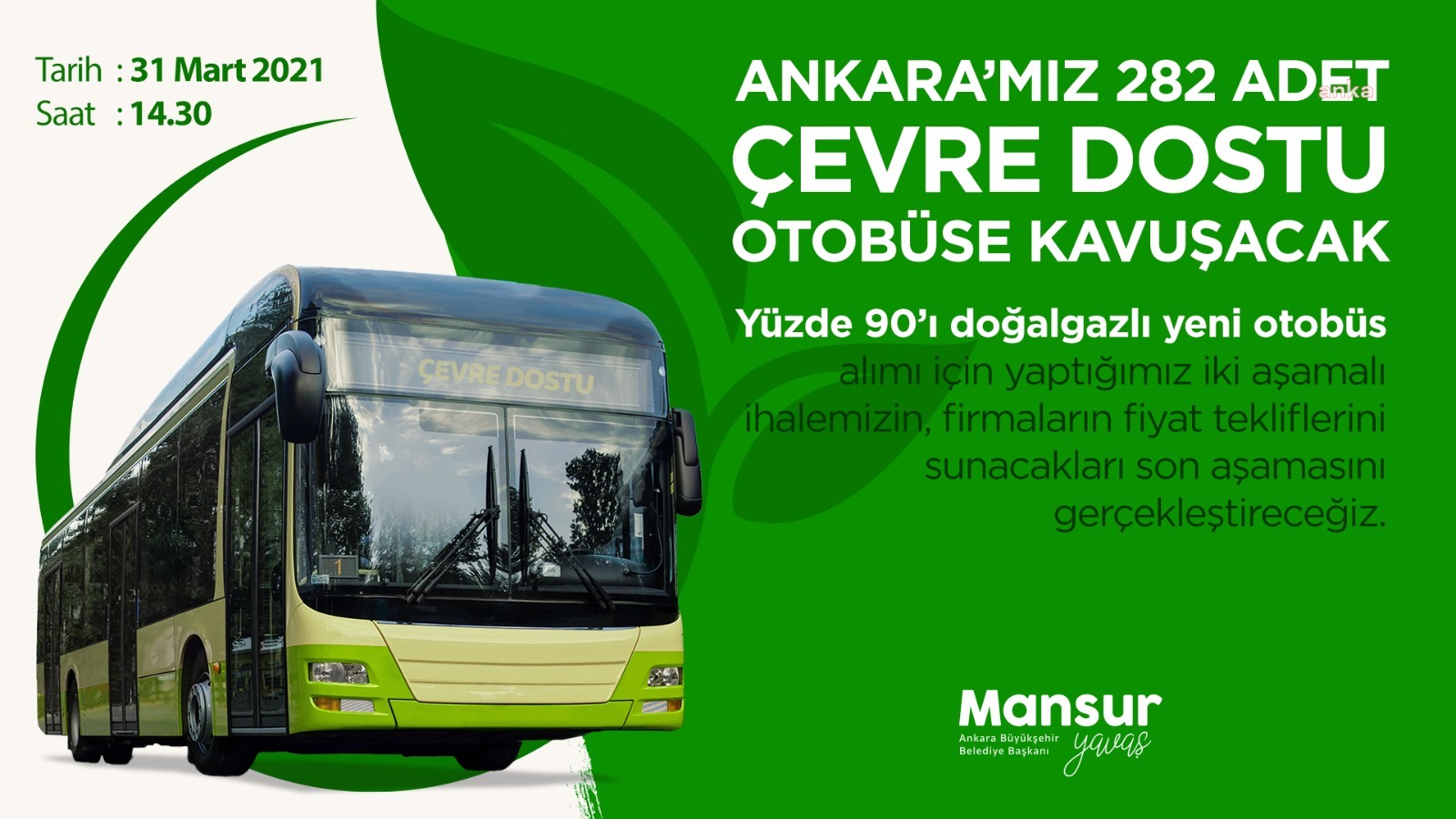 BAŞKENT'E ÇEVRECİ 282 YENİ OTOBÜS ALIMI İÇİN GERİ SAYIM BAŞLADI