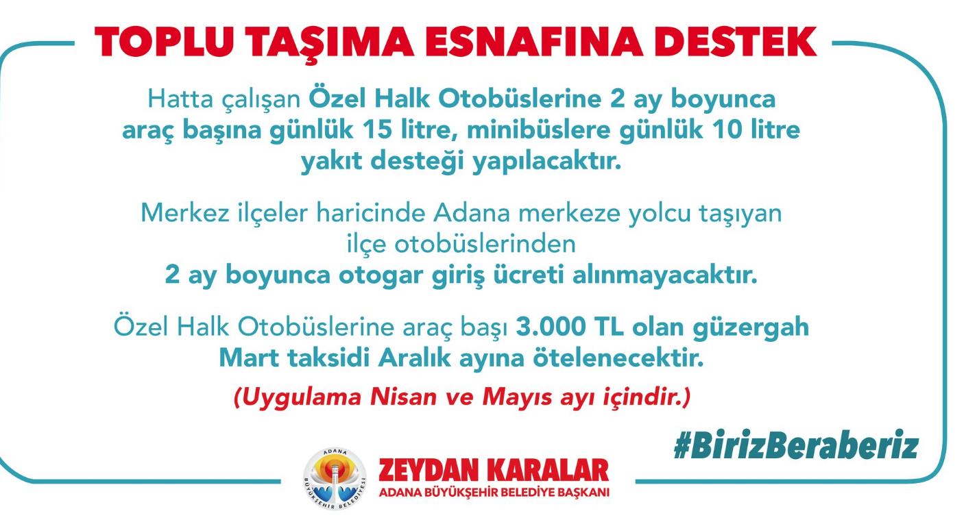 ADANA BÜYÜKŞEHİR'DEN TOPLU TAŞIMA ARAÇLARINA YAKIT DESTEĞİ