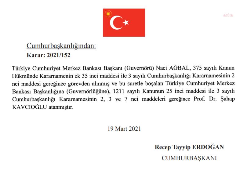 NACİ AĞBAL MB BAŞKANLIĞI'NDAN ALINDI