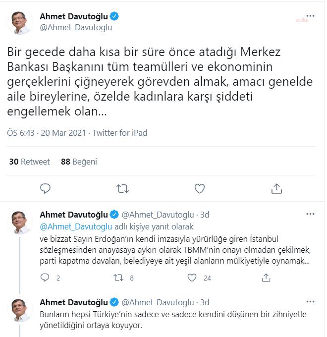 DAVUTOĞLU: "ERDOĞAN İÇİN AMAÇ ARTIK MİLLETE HİZMET DEĞİL, İKTİDARDA KALMAKTIR"