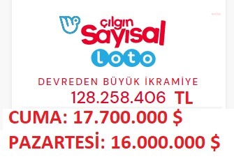 ÇILGIN SAYISAL LOTO İKRAMİYESİ KİMSEYE ÇIKMADAN 1.7 MİLYON DOLAR ERİDİ
