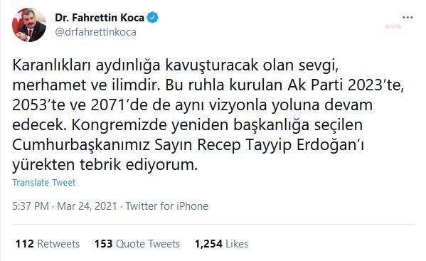 SAĞLIK BAKANI KOCA'NIN KUTLAMA MESAJI TEPKİ ÇEKTİ