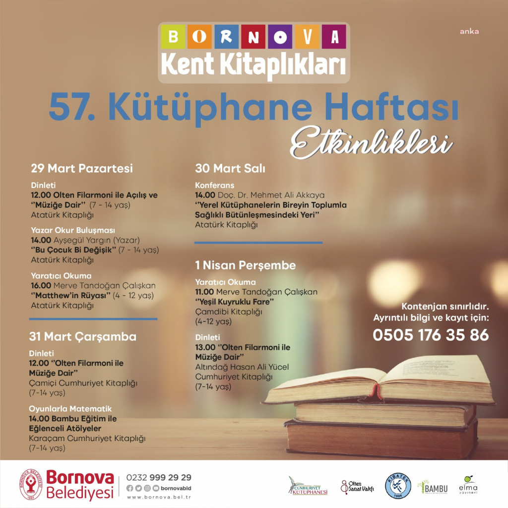 BORNOVA BELEDİYESİ'NDEN KÜTÜPHANELER HAFTASINA ÖZEL ETKİNLİKLER