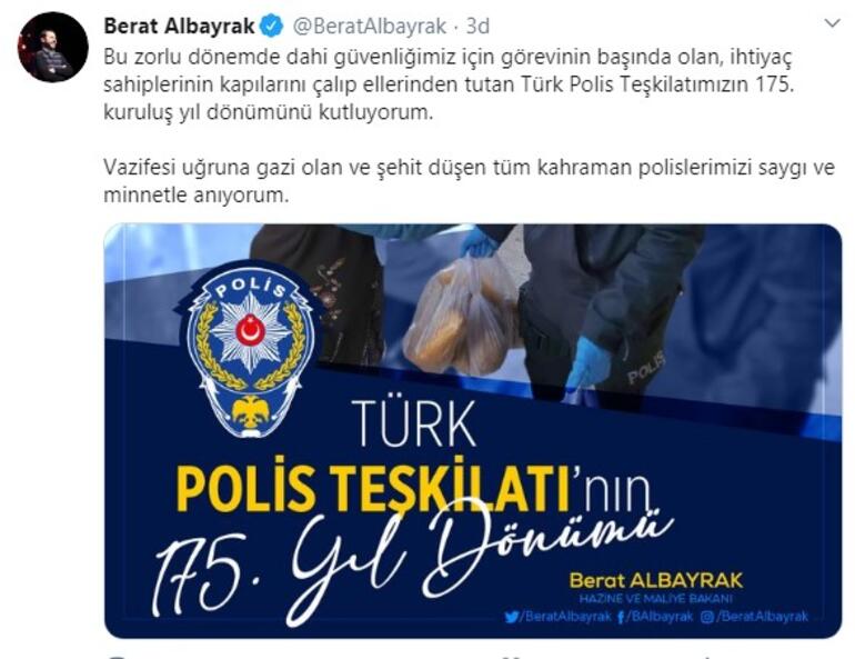 ALBAYRAK'TAN POLİS TEŞKİLATINA KUTLAMA