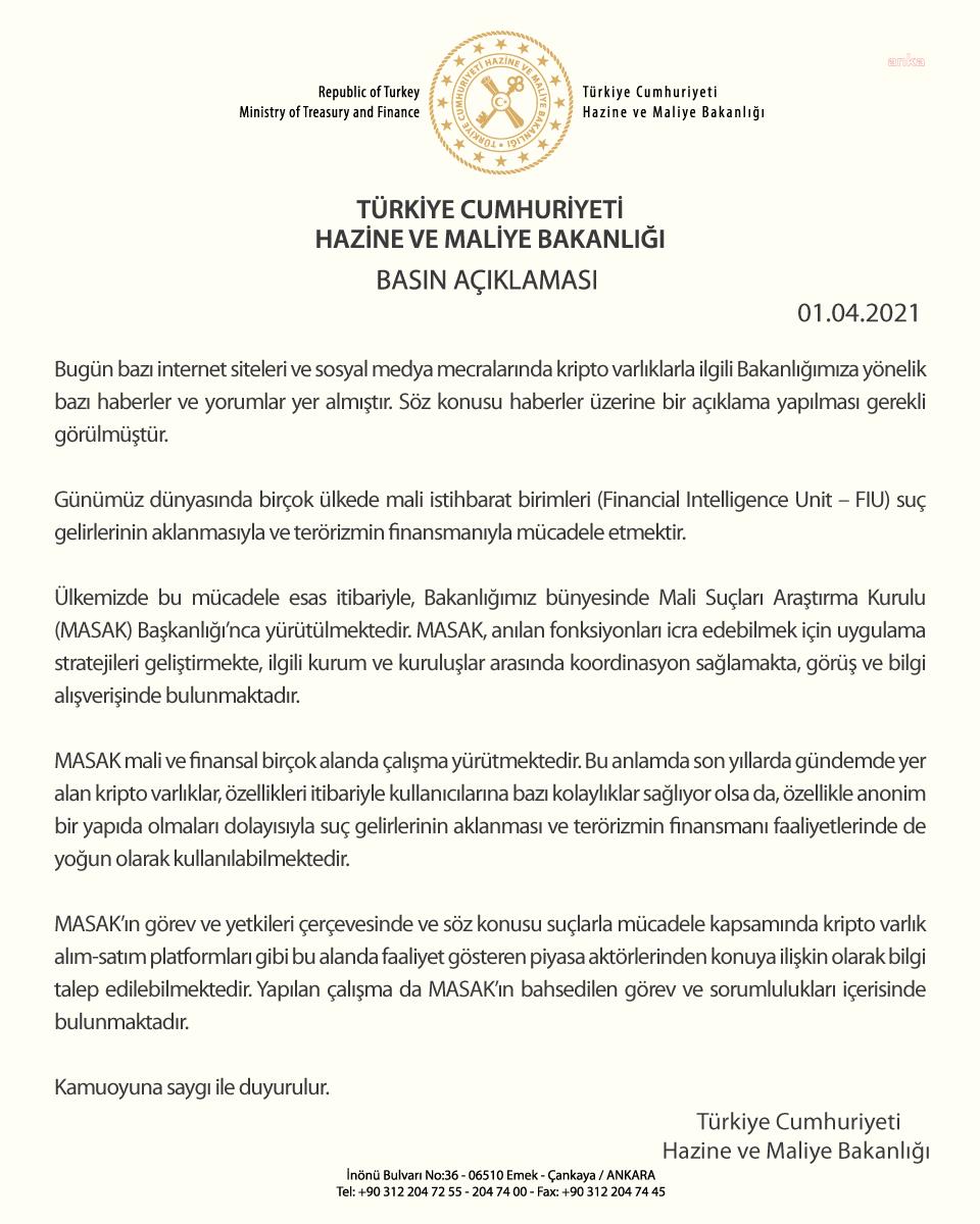 MALİYE BAKANLIĞI, KRİPTO PARALARLA İLGİLİ MASAK’TAN RAPOR İSTEDİ