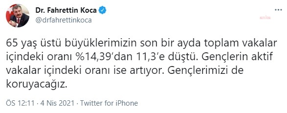 BAKAN KOCA'DAN VAKA UYARISI: "ORAN, YAŞLILARDA DÜŞERKEN GENÇLERDE ARTIYOR"