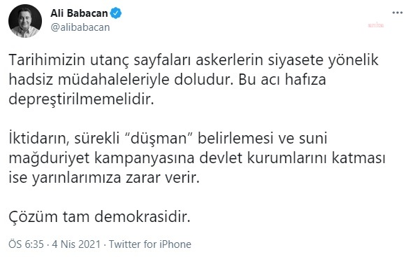 ALİ BABACAN'DAN MONTRÖ BİLDİRİSİ TEPKİSİ: "ACI HAFIZA DEPREŞTİRİLMEMELİDİR"