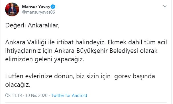 YAVAŞ: ANKARALILARIN TÜM İHTİYAÇLARI KARŞILANACAK