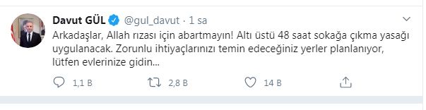 ANTEP VALİSİ: ABARTMAYIN, ALTI ÜSTÜ 48 SAAT SOKAĞA ÇIKMA YASAĞI UYGULANACAK