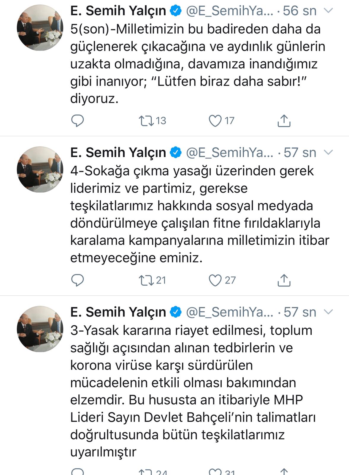 SOKAĞA ÇIKMA YASAĞIYLA İLGİLİ MHP’DEN İLK AÇIKLAMA: TEŞKİLATLAR UYARILDI
