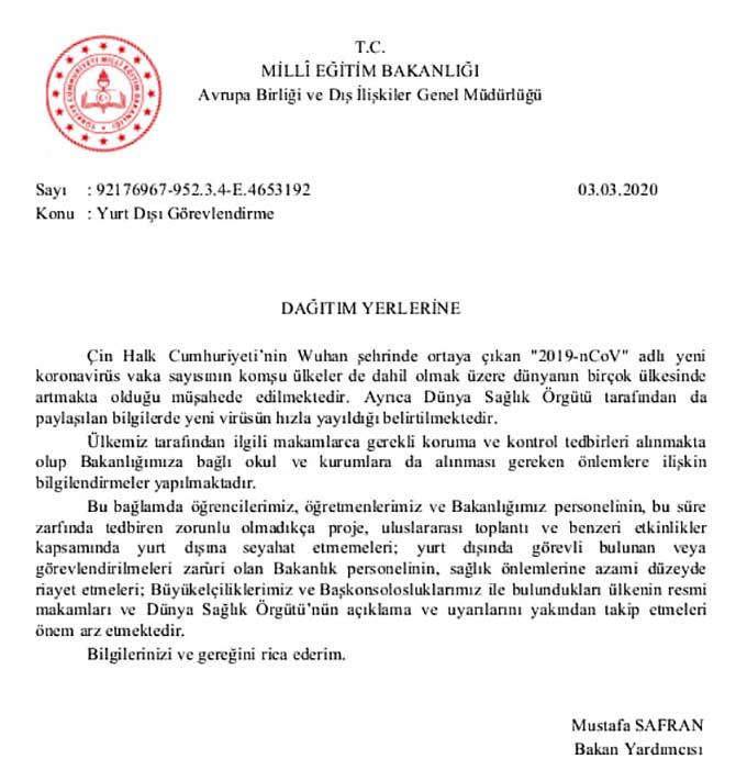 MEB'DEN 'KORONAVİRÜS' UYARISI