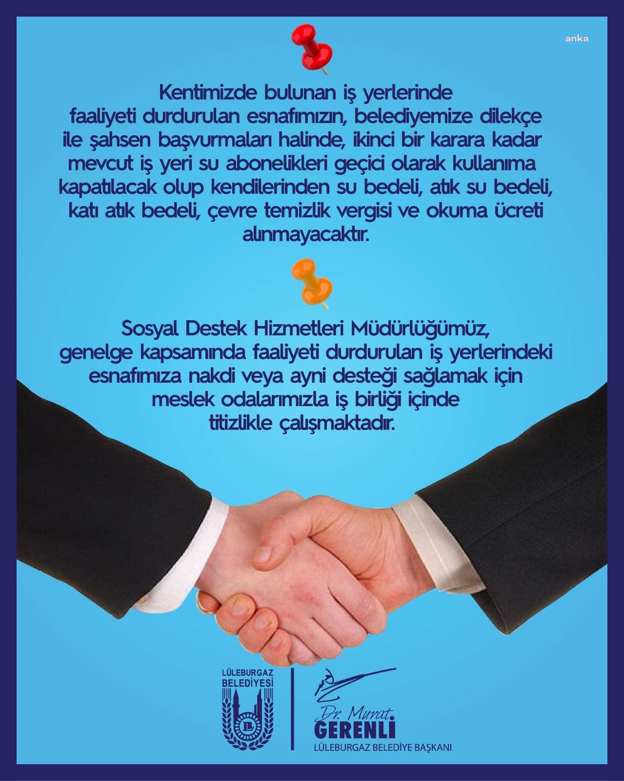 LÜLEBURGAZ BELEDİYESİ'NDEN ESNAFA BÜYÜK DESTEK