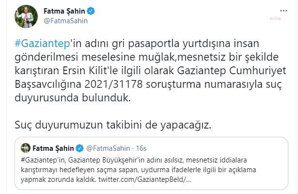 FATMA ŞAHİN’DEN KİLİT’E SUÇ DUYURUSU