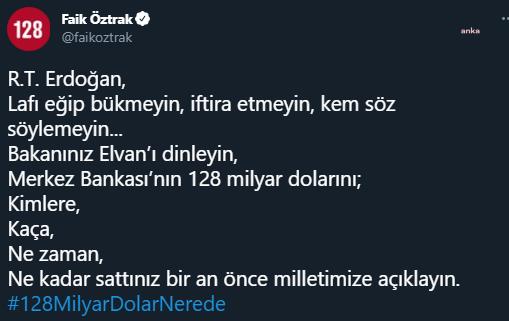ÖZTRAK'TAN , ERDOĞAN'A 128 MİLYAR DOLAR SORUSU: "NE KADAR SATTINIZ, AÇIKLAYIN"