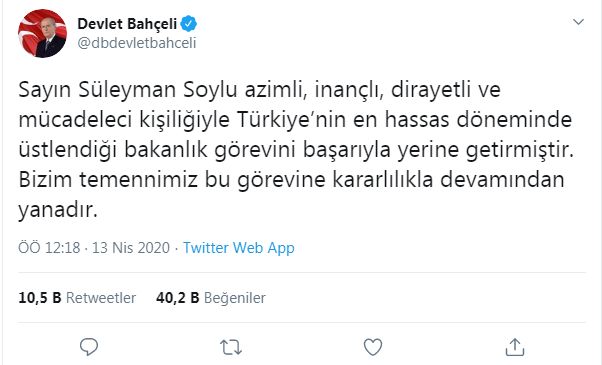BAHÇELİ: TEMENNİMİZ GÖREVE KARARLILIKLA DEVAMDAN YANADIR