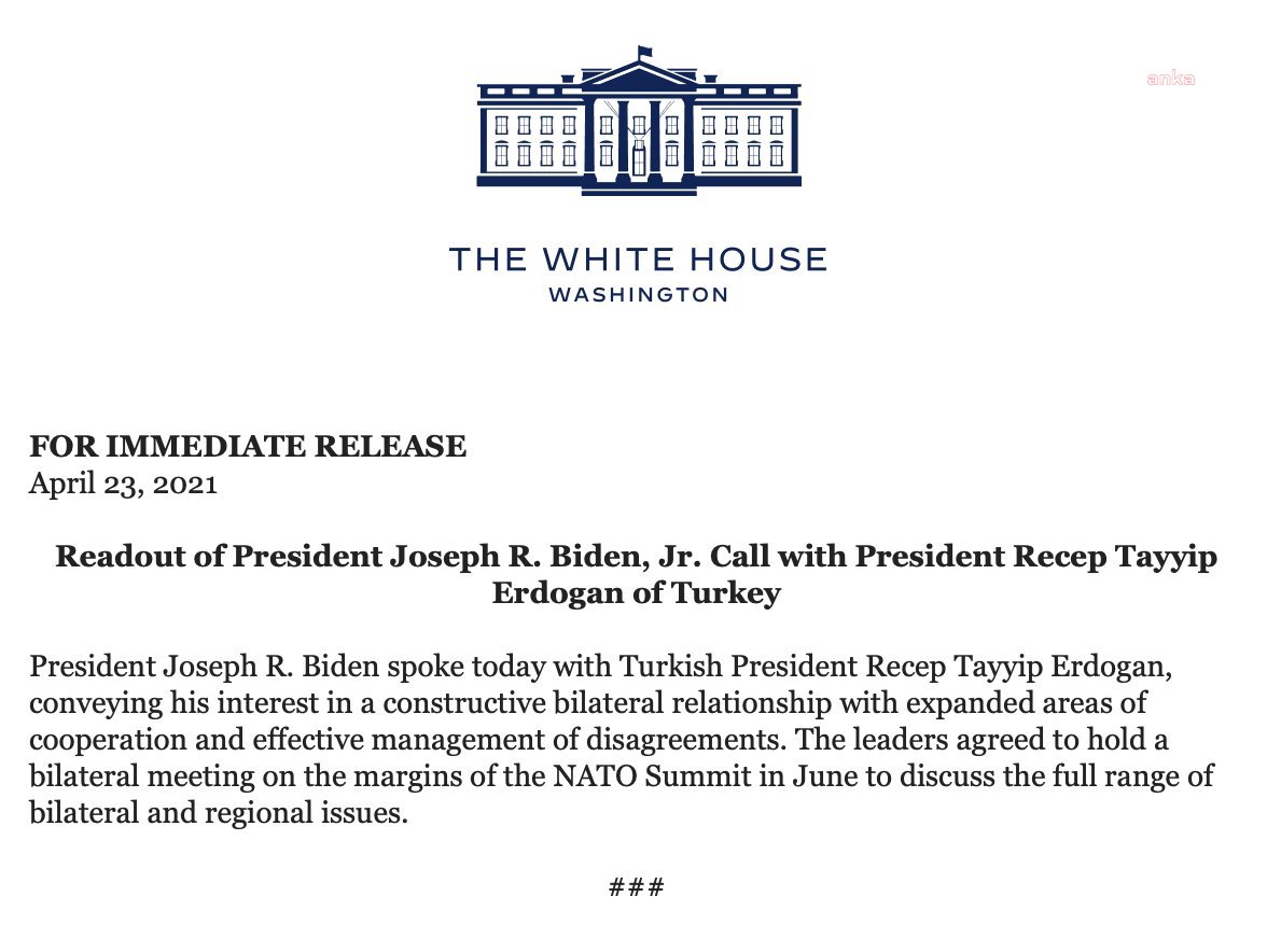 CUMHURBAŞKANI ERDOĞAN VE BIDEN GÖRÜŞTÜ: NATO ZİRVESİNDE TOPLANTI YAPILACAK