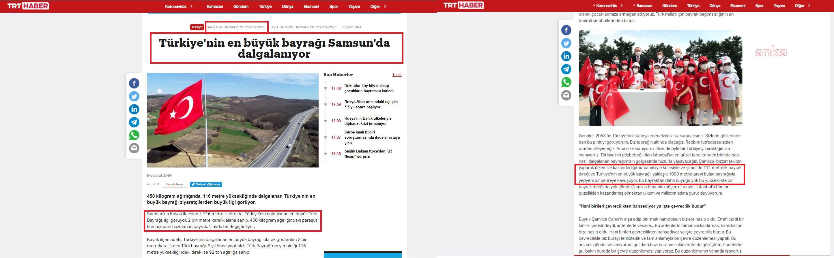 ÇAMLICA İLE KAVAK'IN BAYRAK YARIŞI; HANGİ BAYRAK DAHA BÜYÜK?