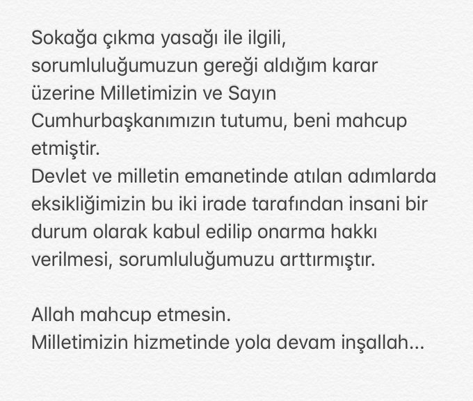 İSTİFA AÇIKLAMASINI 15 SAAT SONRA SİLDİ,  "YOLA DEVAM İNŞALLAH" DEDİ