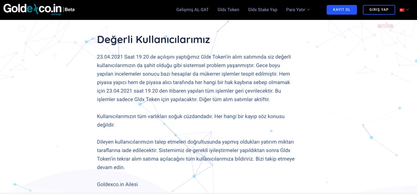 THODEX VE VEBITCOIN’IN ARDINDAN GOLDEXCO.İN’E DE ERİŞİM SAĞLANAMIYOR