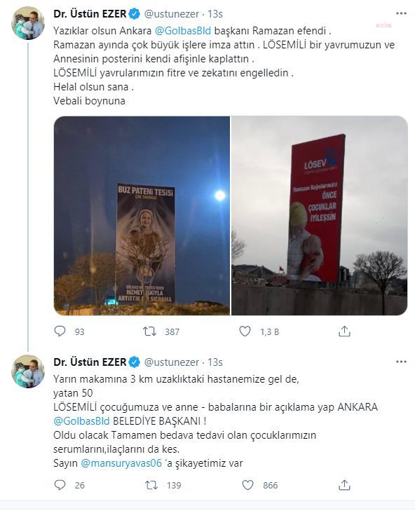 LÖSEV İLE MHP’Lİ BELEDİYE ARASINDA AFİŞ TARTIŞMASI