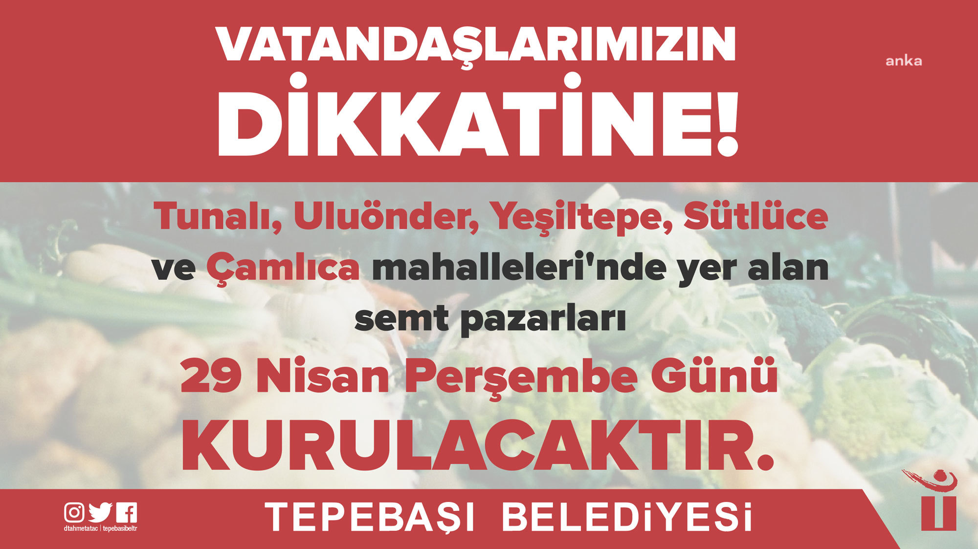 TEPEBAŞI BELEDİYESİ'NDEN SEMT PAZARLARI İÇİN YENİ DÜZENLEME
