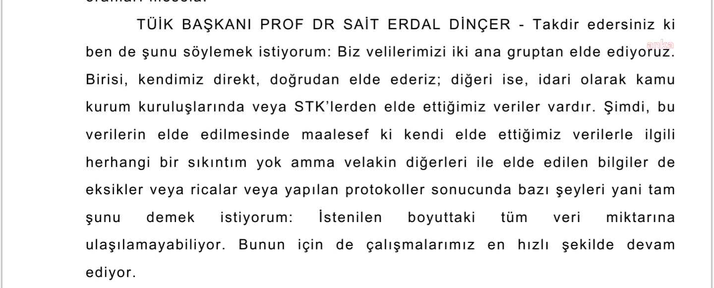 TAŞCIER: TÜİK BAŞKANI, VERİLERDE RİCALARIN ETKİSİ OLDUĞUNU SÖYLEDİ