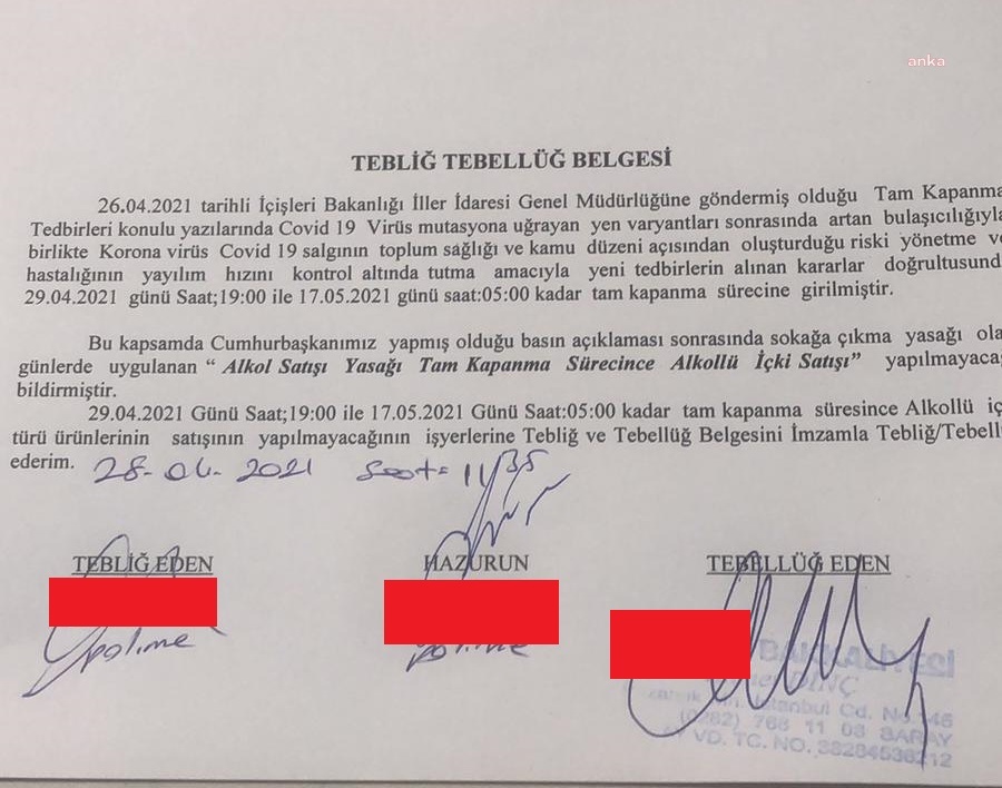 TEKEL BAYİLERİNE, "ALKOLLÜ İÇECEK SATIŞI YAPMAYACAKLARINA" DAİR BELGE İMZALATILIYOR
