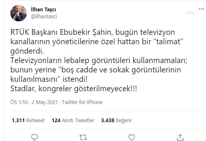 RTÜK ÜYESİ TAŞÇI: RTÜK BAŞKANI ŞAHİN ÖZEL HATTAN TELEVİZYON KANALLARININ YÖNETİCİLERİNE TALİMAT GÖNDERDİ